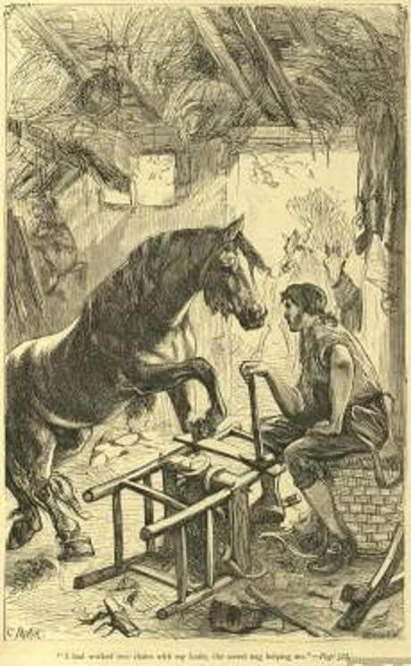 Gulliver conversando con un Houyhnhnm en una ilustración histórica del capítulo X.