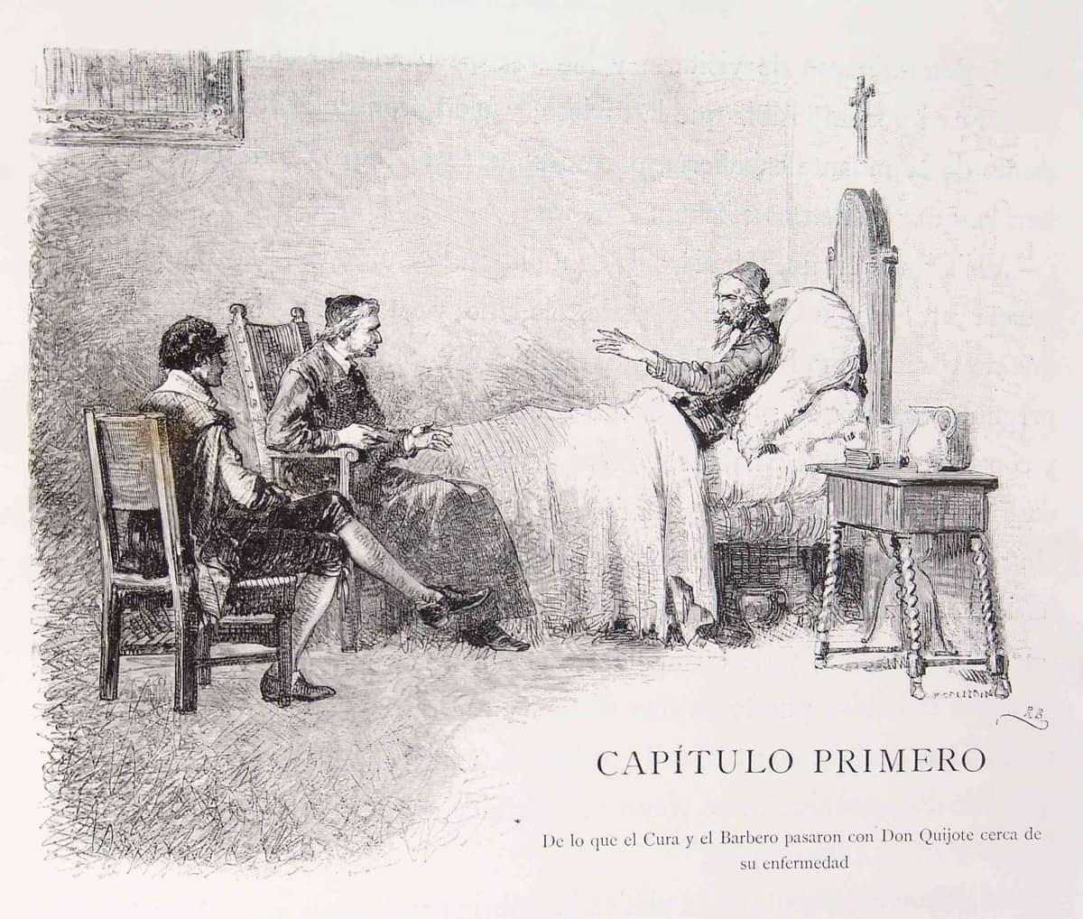Ilustración histórica del capítulo 1 de la Segunda Parte del Quijote.
