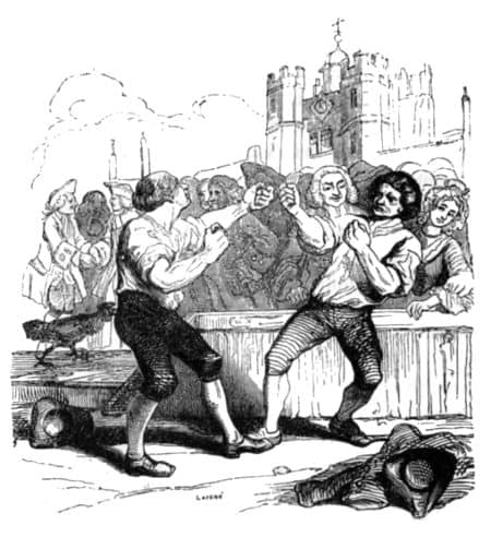Gulliver conversando con el rey de Brobdingnag sobre el gobierno inglés.