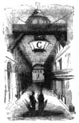 Ilustración de Grandville al comienzo del capítulo de la Academia de Lagado.