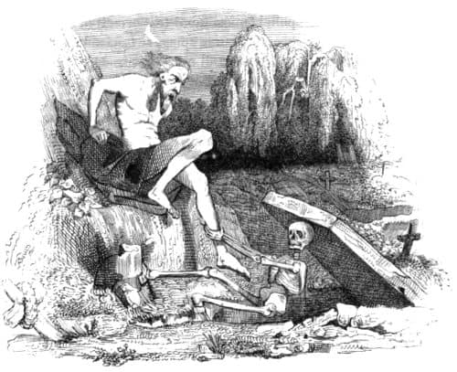 Escena del capítulo de los struldbrugs, los inmortales de Luggnagg.