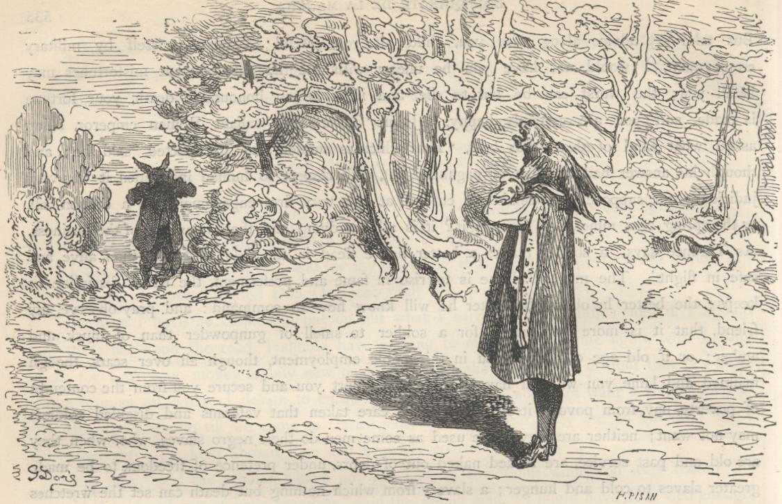 Don Quijote, Sancho y otros escuchan en la venta al hombre que narra la aventura del rebuzno.