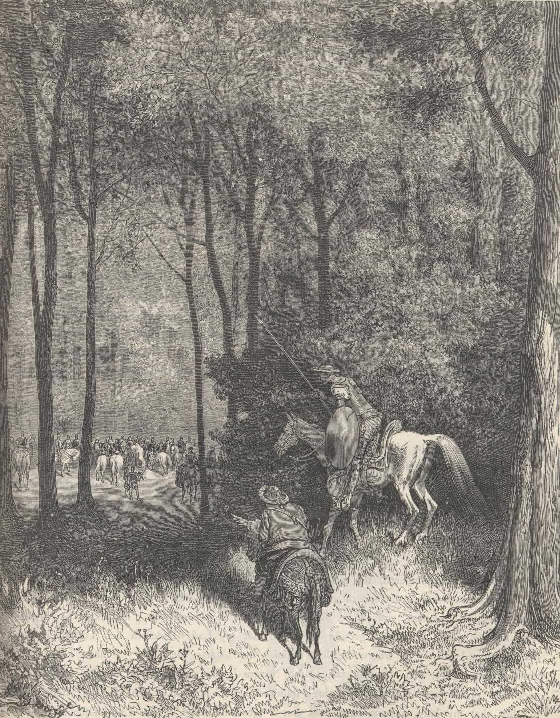Don Quijote se presenta ante la duquesa y el duque tras la escena de la caza.