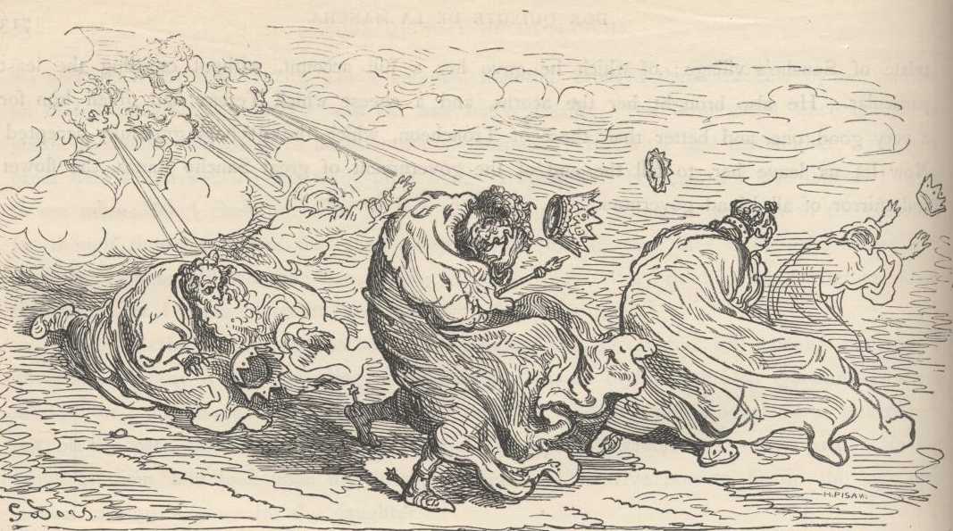 Ilustración de Gustave Doré vinculada al capítulo 53 de la Segunda Parte de Don Quijote; funciona como referencia visual del capítulo y no necesariamente de cada detalle de «Cide Hamete cerró Barataria con una rueda del tiempo».