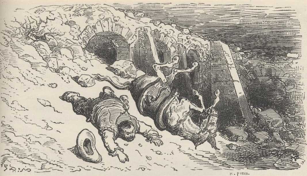 Ilustración de Gustave Doré del capítulo 55 de la Segunda Parte de Don Quijote, usada como referencia visual del mismo capítulo; no representa necesariamente la escena exacta de «Sancho prefirió que lo llamaran tonto antes que ladrón».