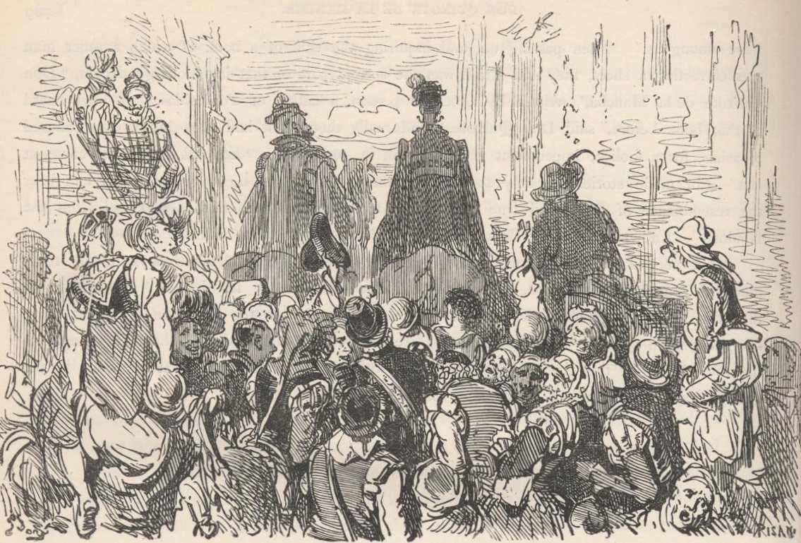 Ilustración de Gustave Doré vinculada al capítulo 63 de la Segunda Parte de Don Quijote; funciona como referencia visual del capítulo y no necesariamente de cada detalle de «Gaspar Gregorio sobrevivió porque Ana Félix cambió su género ante el poder».