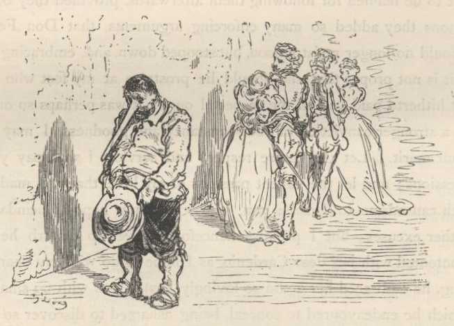 Dorotea se arrodilla ante Don Fernando mientras Cardenio sostiene a Luscinda y los presentes observan emocionados.