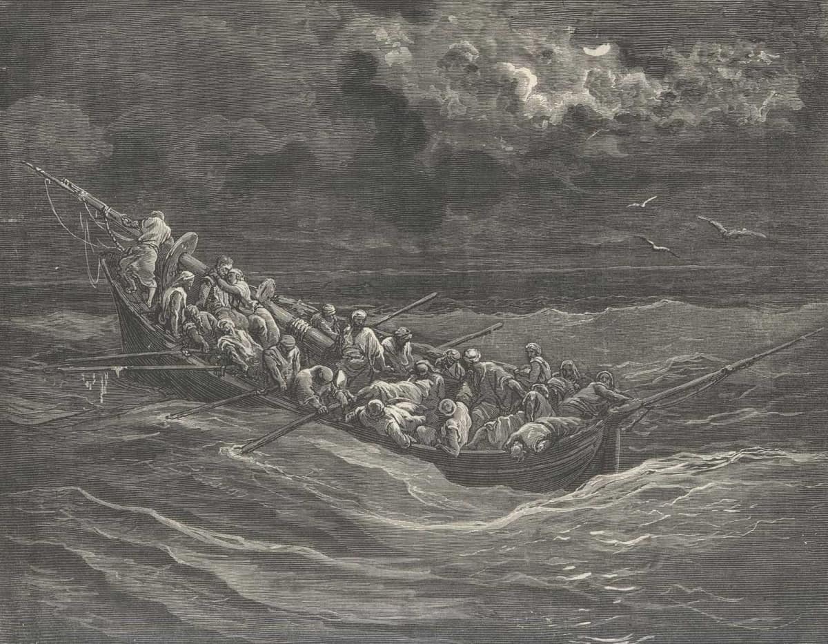 Los fugitivos del relato del cautivo reciben una pequeña embarcación junto al navío de los corsarios franceses.