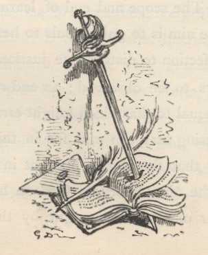 Don Quijote habla ante los huéspedes sentados a la mesa de la venta durante el discurso de las armas y las letras.
