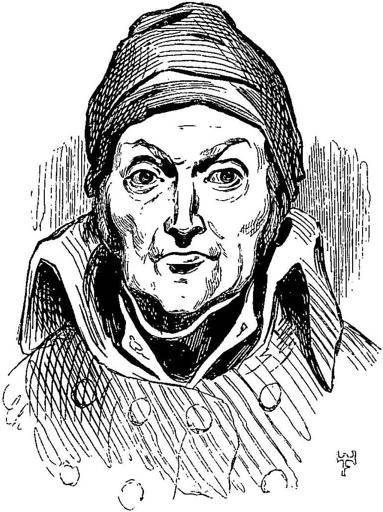 Grabado en blanco y negro de Nicolas Appert con abrigo de cuello alto, realizado en el siglo XIX.