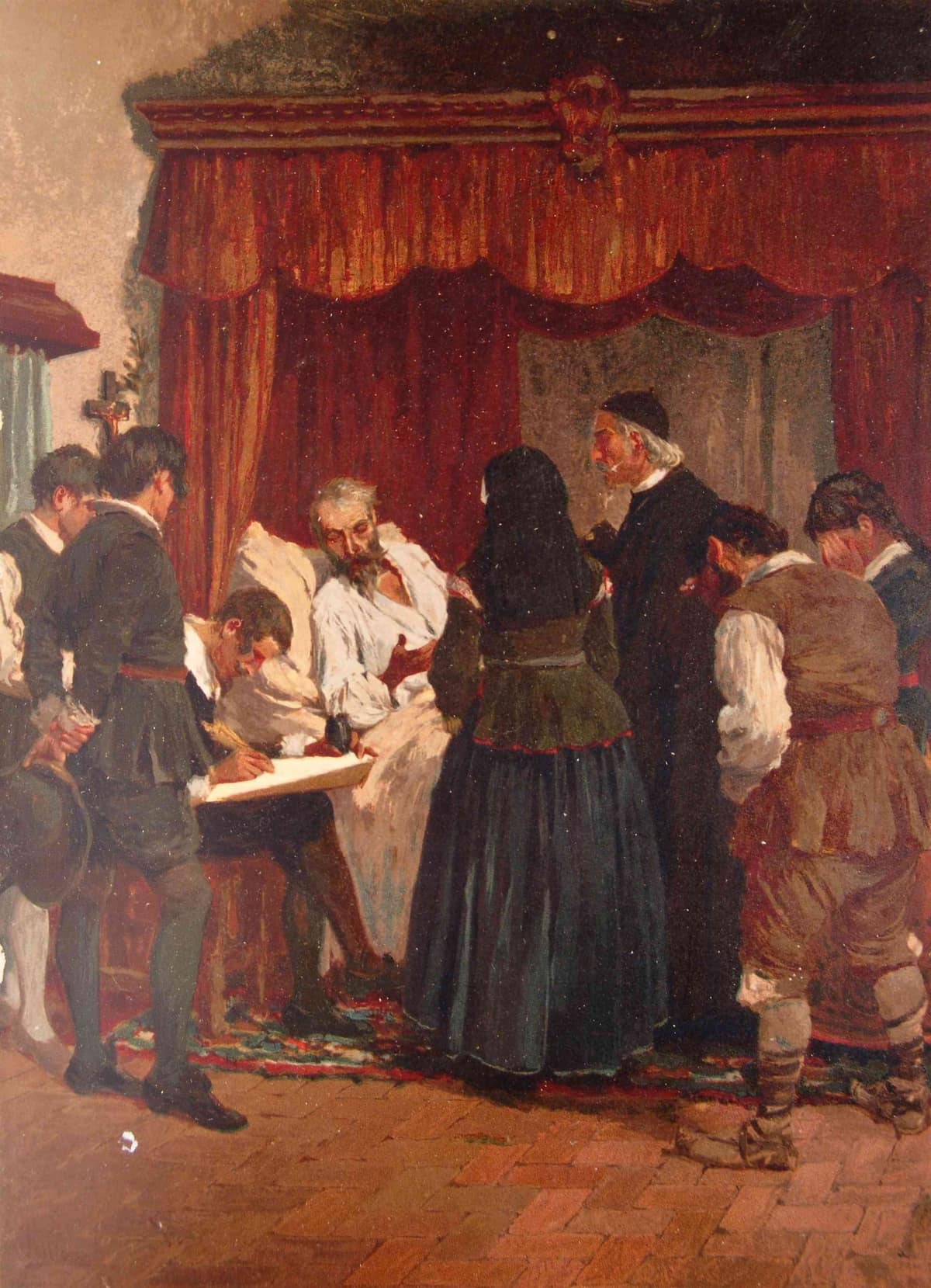 Ilustración antigua del capítulo 74 del Quijote, vinculada al final de Alonso Quijano.