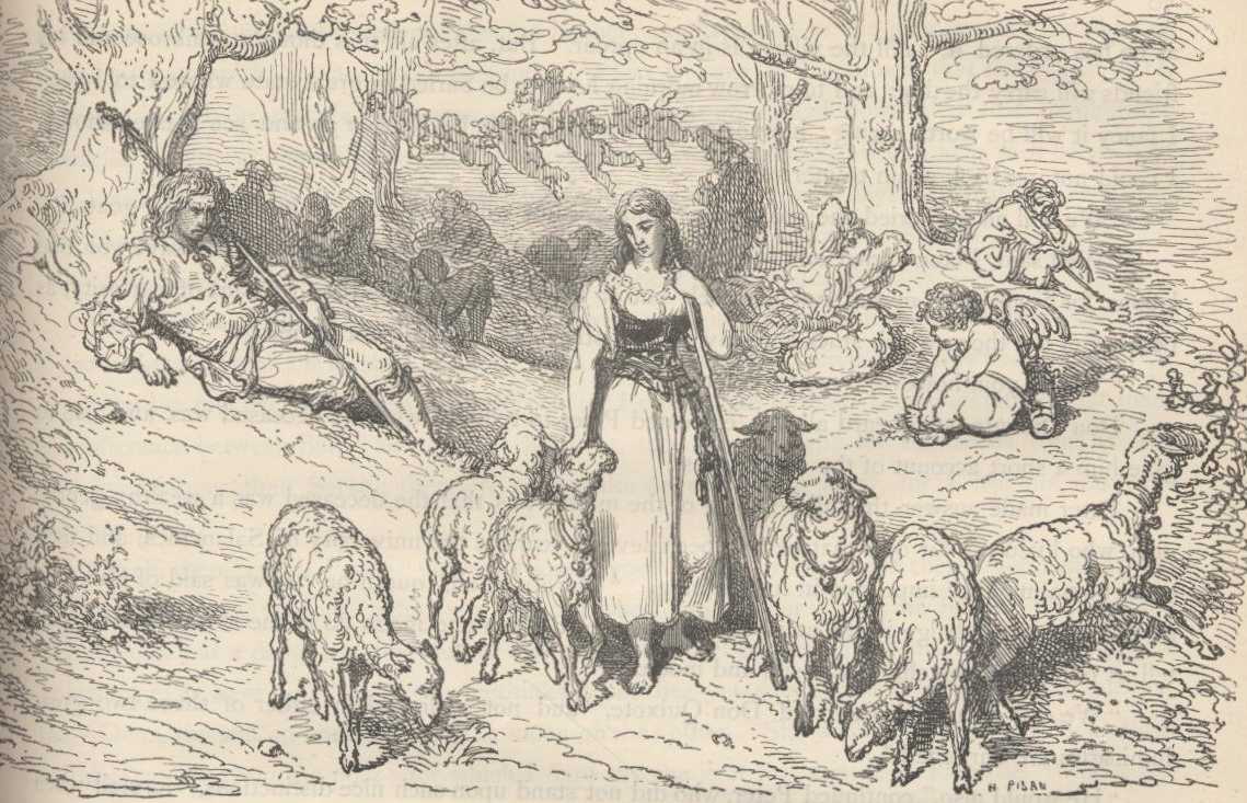 Crisóstomo contempla a Marcela en el campo mientras la fama de la pastora organiza el relato que otros hacen de ella.