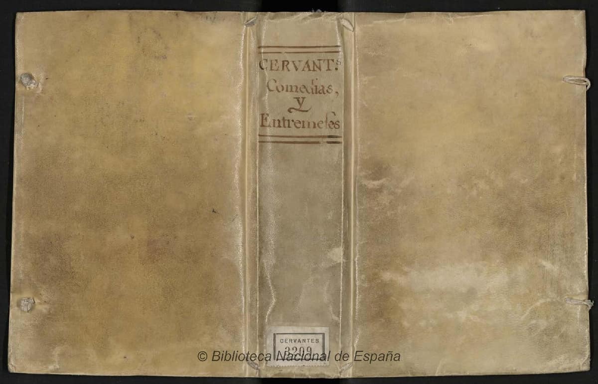 Primera página digitalizada de la edición de 1615 de Ocho comedias y ocho entremeses de Miguel de Cervantes.