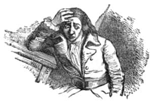 Gulliver escuchando al cortesano que le revela el proceso por traición.
