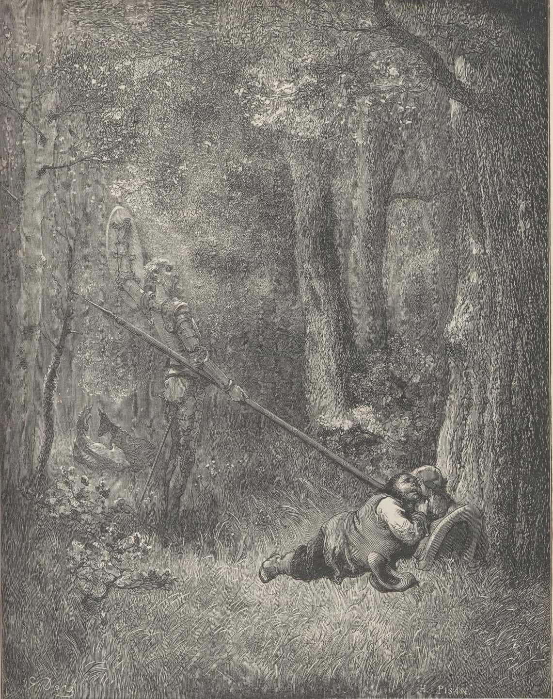 Don Quijote despierta a Sancho antes de dirigirse a las bodas de Camacho.