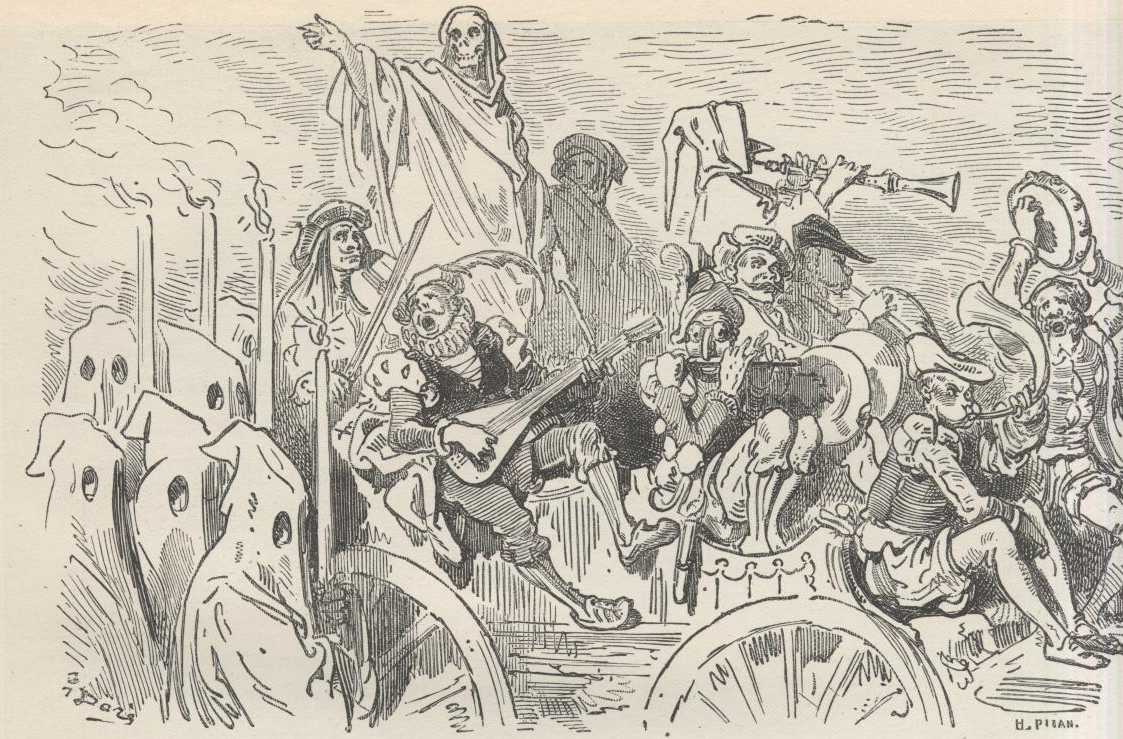 Ilustración de Gustave Doré vinculada al capítulo 36 de la Segunda Parte de Don Quijote; funciona como referencia visual del capítulo y no necesariamente de cada detalle de «Para los duques no había veras más gustosas que las burlas».