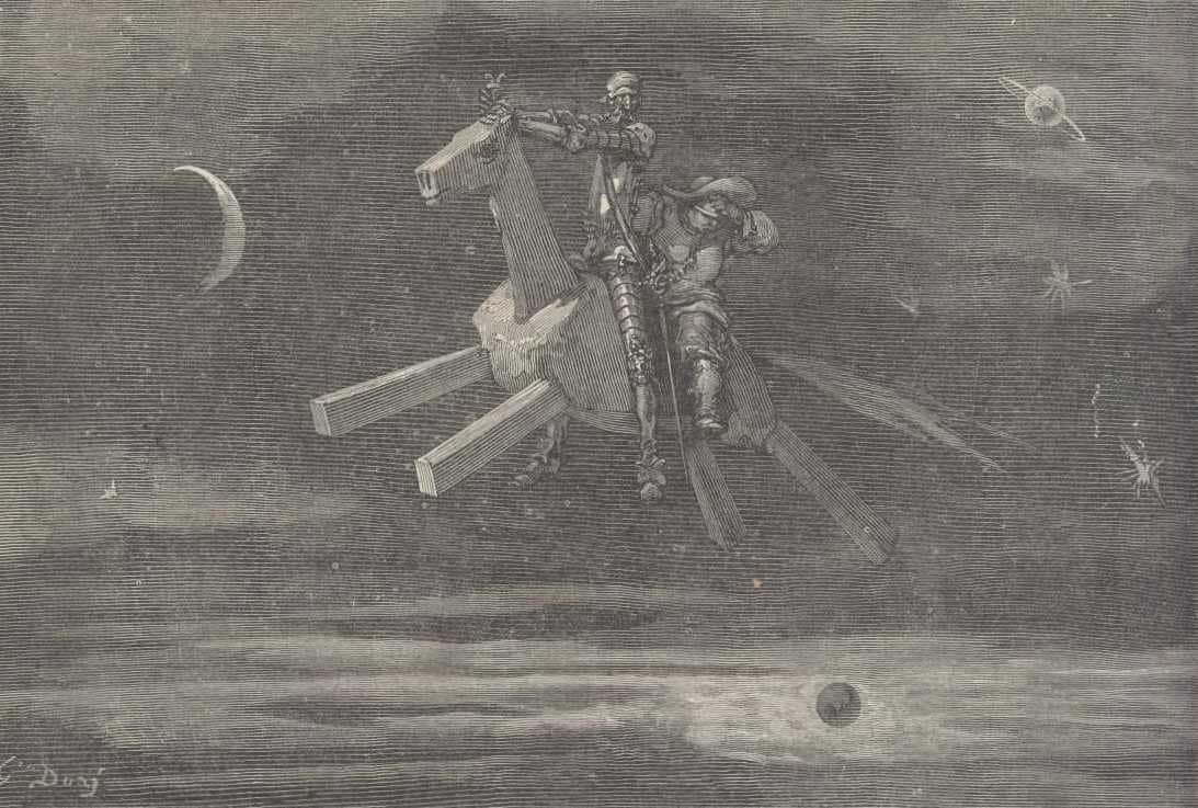 Ilustración de Gustave Doré vinculada al capítulo 42 de la Segunda Parte de Don Quijote; funciona como referencia visual del capítulo y no necesariamente de cada detalle de «El duque explicó que el traje fabrica el oficio».