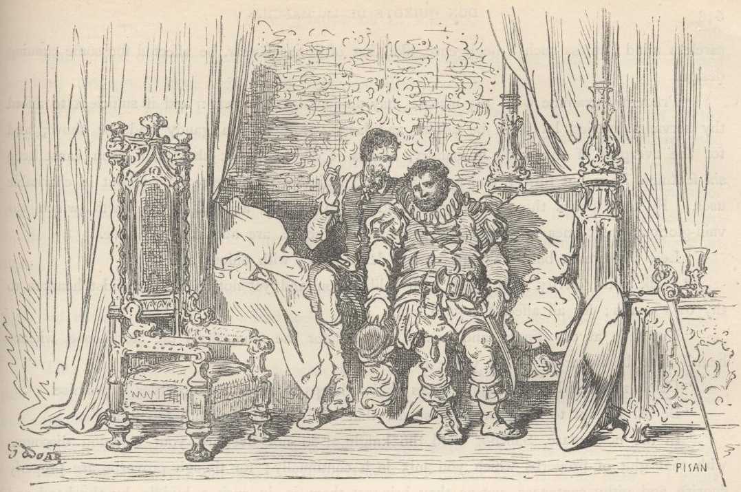 Ilustración de Gustave Doré vinculada al capítulo 43 de la Segunda Parte de Don Quijote; funciona como referencia visual del capítulo y no necesariamente de cada detalle de «Cervantes explicó por qué dejó de meter novelas sueltas».