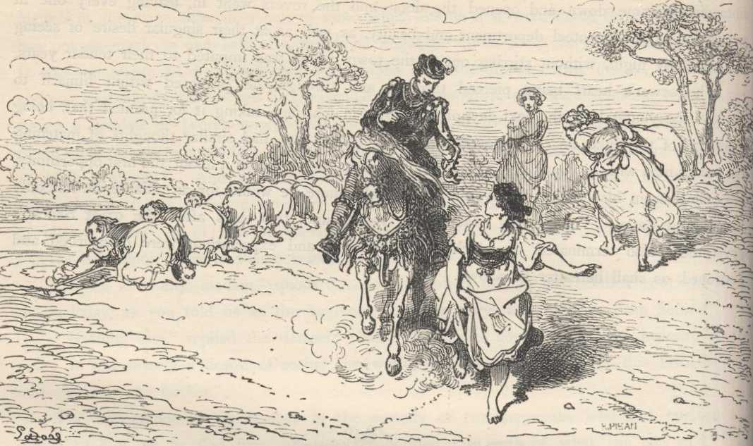 Ilustración de Gustave Doré vinculada al capítulo 50 de la Segunda Parte de Don Quijote; funciona como referencia visual del capítulo y no necesariamente de cada detalle de «El cura solo creyó cuando tocó los corales».