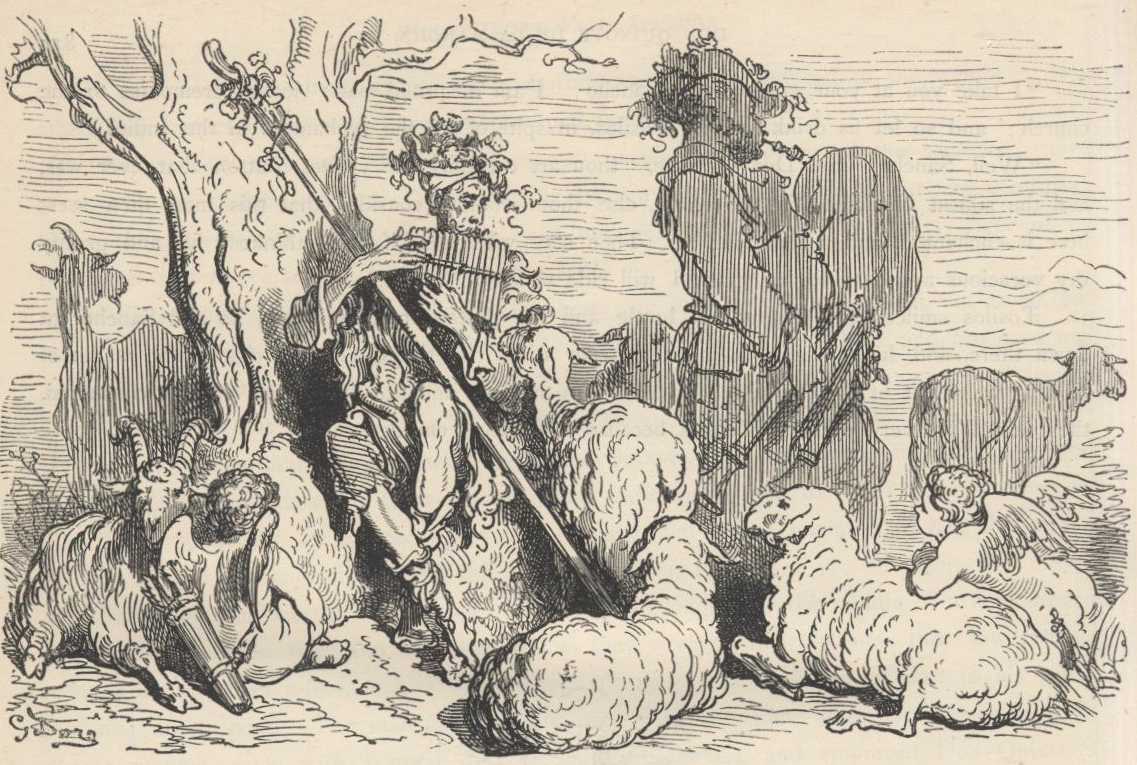 Ilustración de Gustave Doré del capítulo 67 de la Segunda Parte de Don Quijote, usada como referencia visual del mismo capítulo; no representa necesariamente la escena exacta de «Sancho aceptó la Arcadia si cabían Teresa y Sanchica».